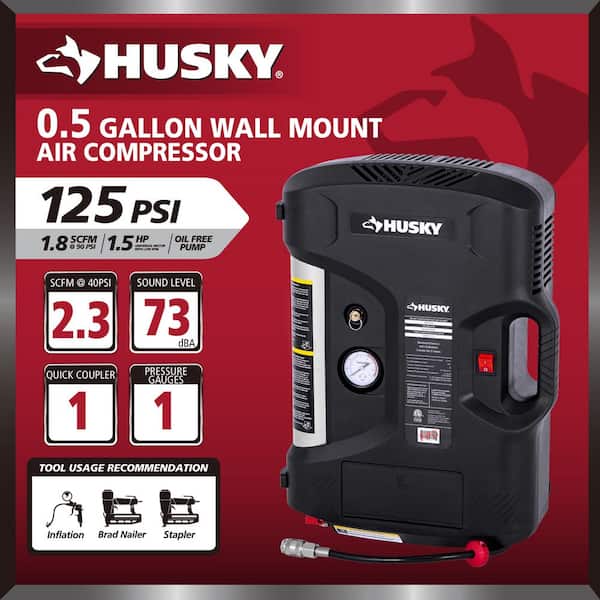 . 5 Gal. 125 PSI Portable Electric Oil-Free Light Duty Wall-Mountable Air Compressor with 30 ft. Retractable Air Hose