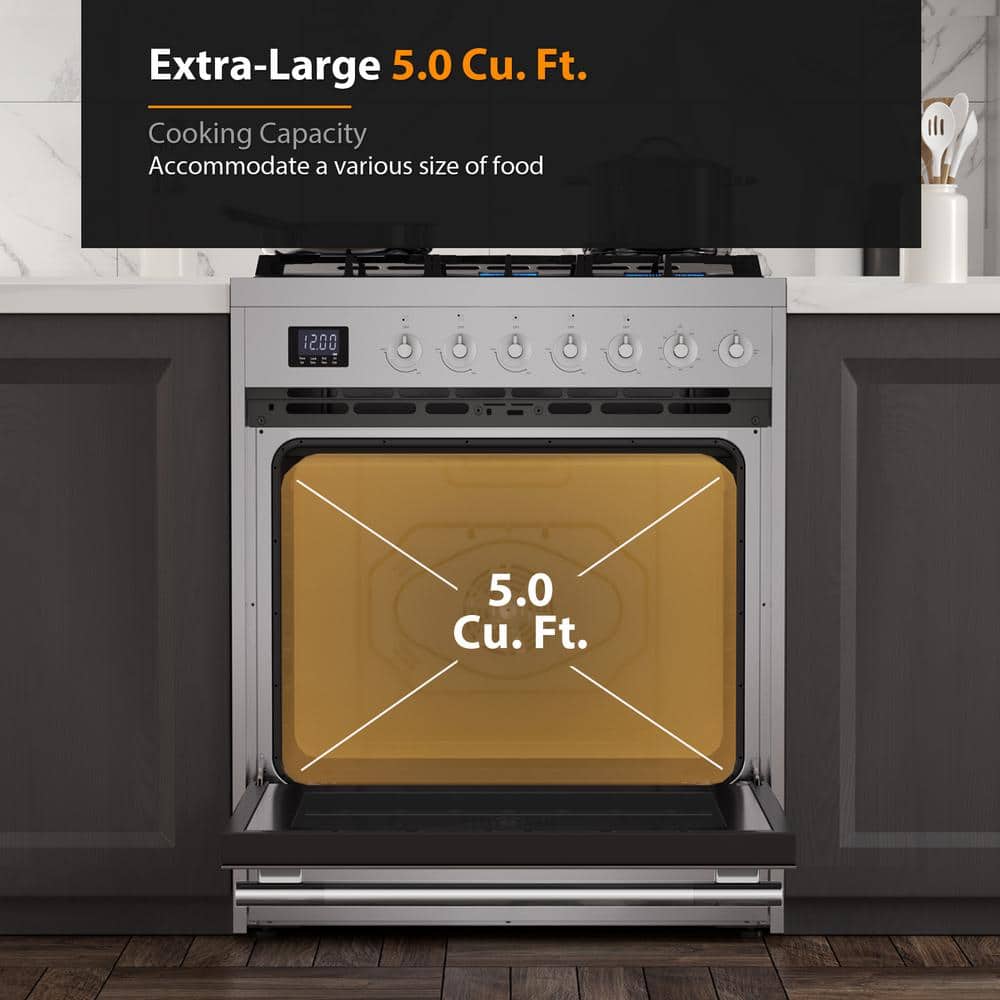 Empava 30" Stainless Steel Convection Gas Range with 5 Burners