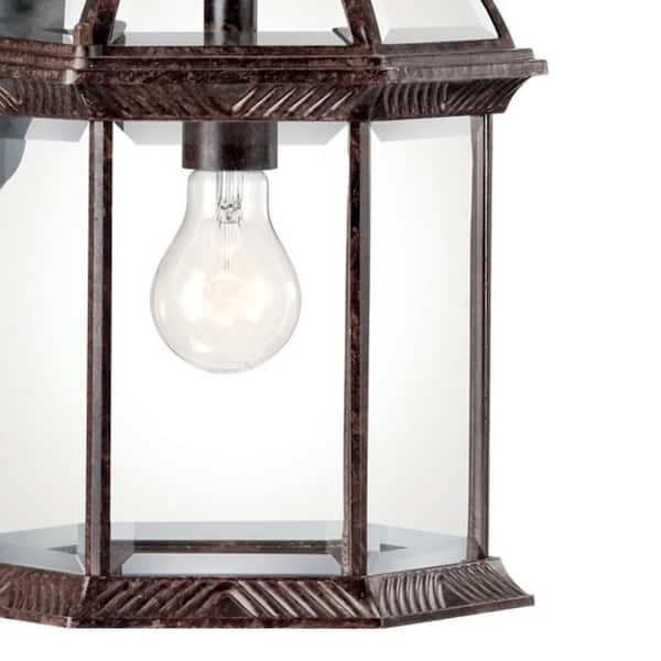 Barrie 18.75 in. 1-Light Tannery Bronze Outdoor Hardwired Wall Lantern Sconce with No Bulbs Included (1-Pack)