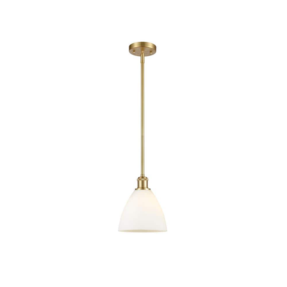 Bristol Glass 60-Watt 1 Light Satin Gold Shaded Mini Pendant Light with Frosted glass Frosted Glass Shade price history on PriceWatchPro