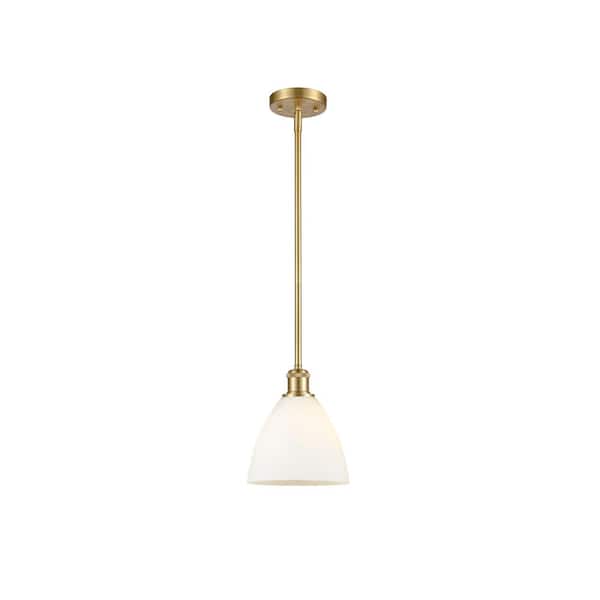 Innovations Bristol Glass 60-Watt 1 Light Satin Gold Shaded Mini Pendant Light with Frosted glass Frosted Glass Shade