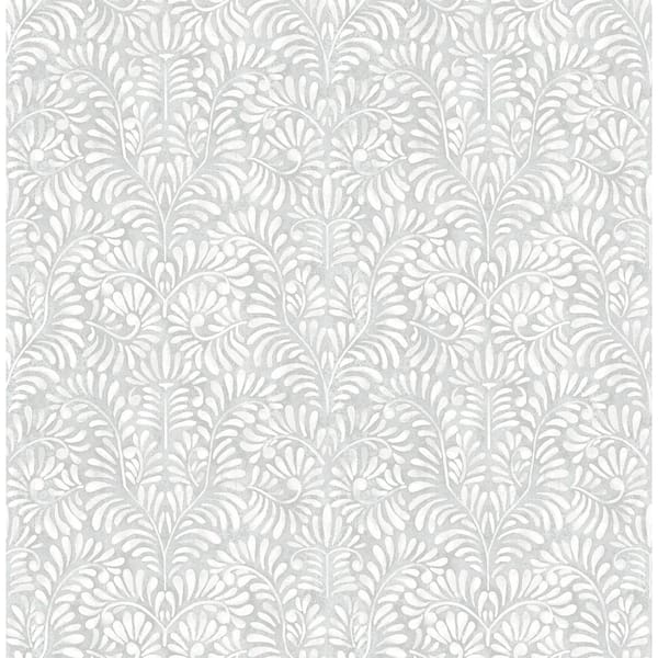A-Street Prints Elma Sterling Grey Fiddlehead Textured Paper Non-Pasted Wallpaper