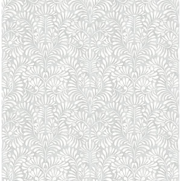 A-Street Prints Elma Sterling Grey Fiddlehead Wallpaper Sample 4121 ...