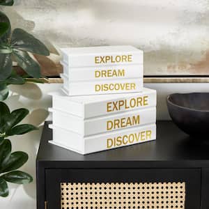 Rectangle Canvas Box with Gold Explore, Dream, Discover Text (Set of 2)