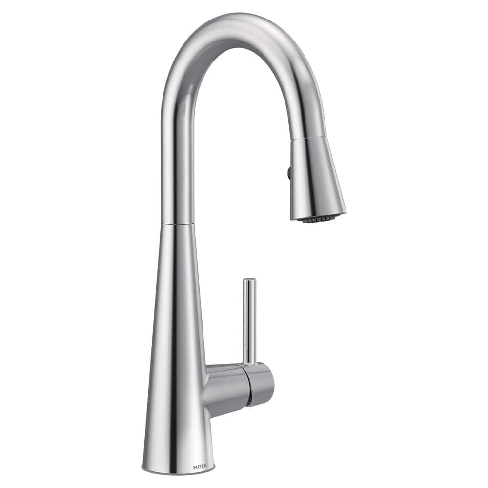 Modern Sleek Chrome Bar Faucet with 360° Swivel Pull-out Spray