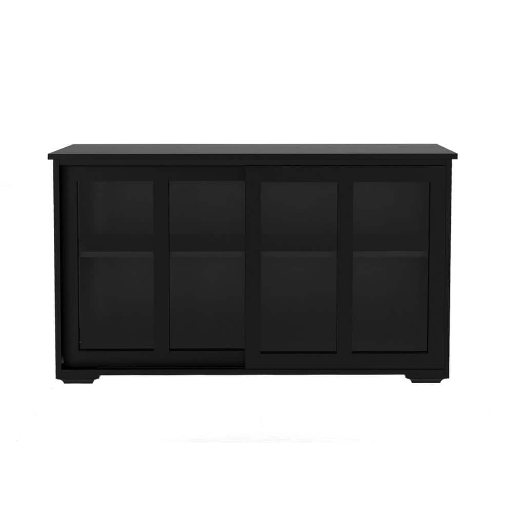 Wetiny Black Kitchen Storage Stand Cupboard With Glass Door Sa ...