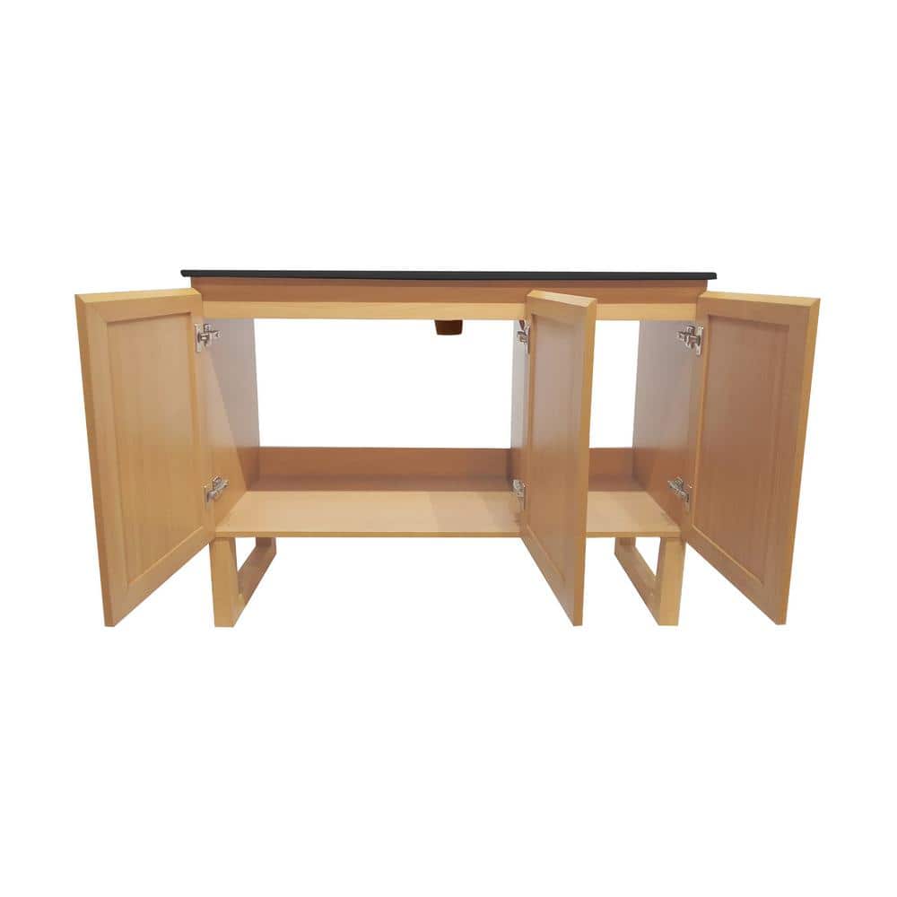 Arles 48" Natural Oak Bathroom Vanity with Black Ceramic Sink Top