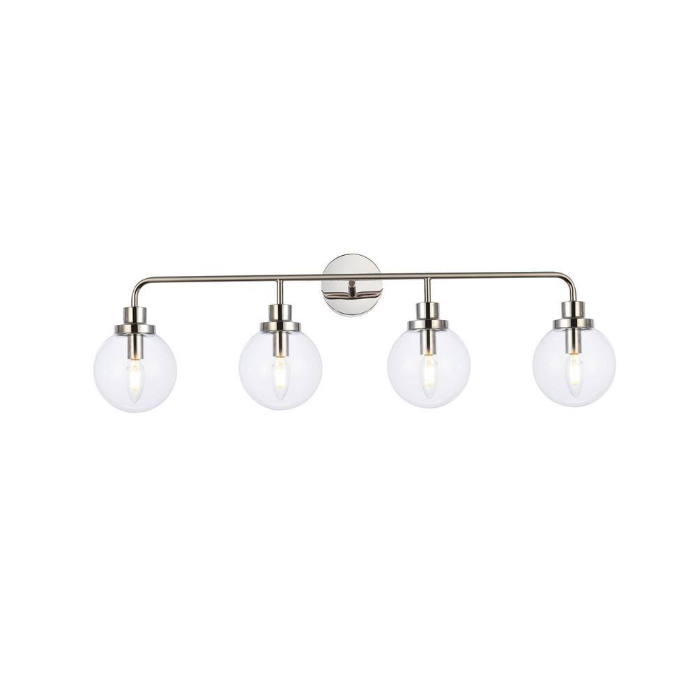 Home Living 37.5 in. 4-Light Polished Nickel Vanity Light with Glass Shade