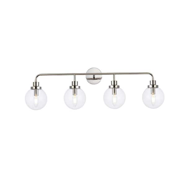 Unbranded Home Living 37.5 in. 4-Light Polished Nickel Vanity Light with Glass Shade