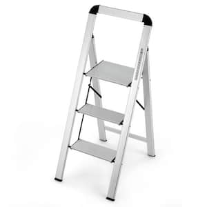 3-Step 9 ft. Reach Ladder Aluminum Folding Step Stool with Non-Slip Pedal and Footpads