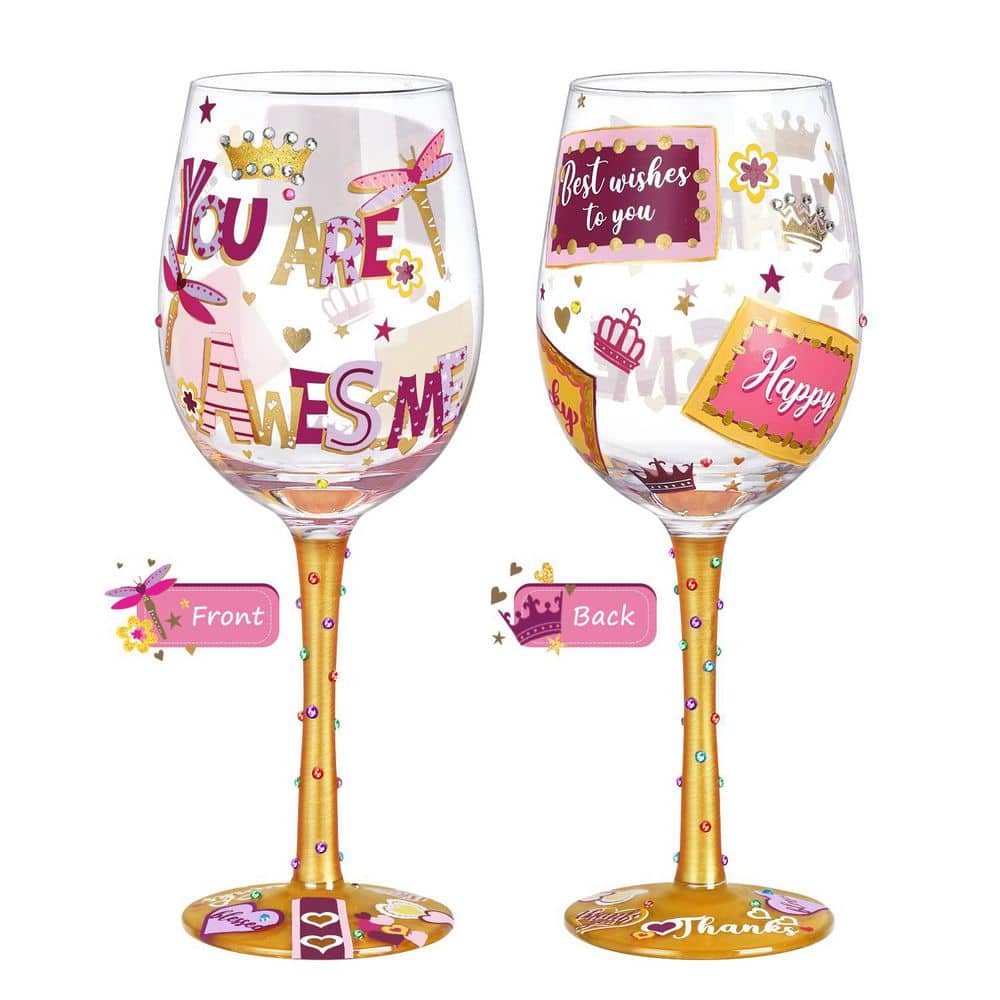 Hand-Painted You Are Awesome Wine Glass, 15 oz Decorative Gift for Women price history on PriceWatchPro