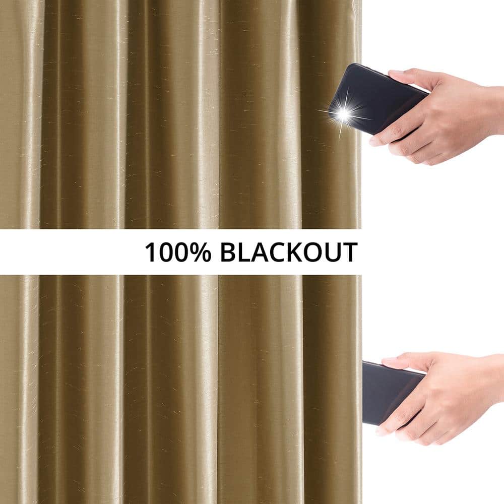 Flax Gold 84" Faux Silk Blackout Curtain Panel