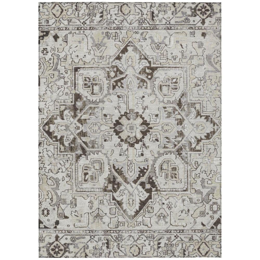 Ivory and Dark Brown 10 ft. x 14 ft. Woven Oriental Rectangle Indoor/Outdoor Area Rug price history on PriceWatchPro