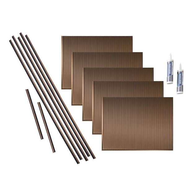Fasade Rib 18 in. x 24 in. Oil Rubbed Bronze Vinyl Decorative Wall Tile Backsplash 15 sq. ft. Kit