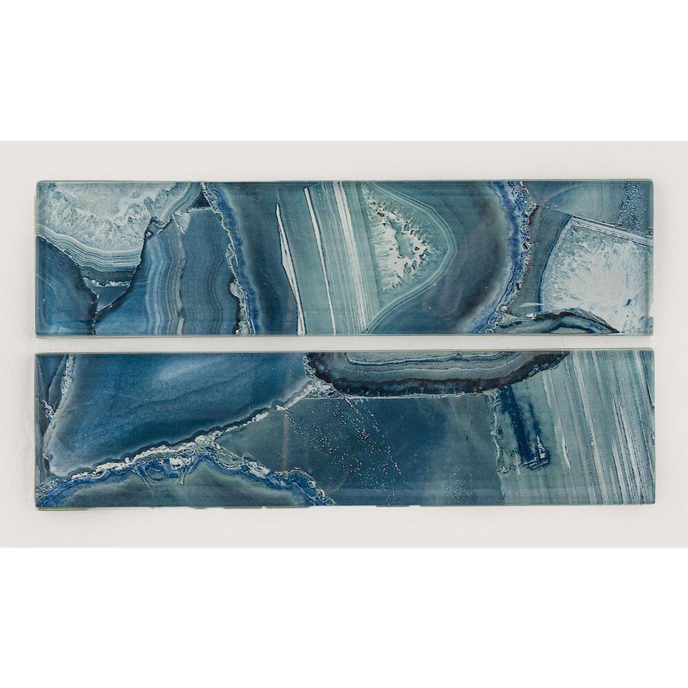 Myst 3" x 12" Polished Blue Glass Subway Wall Tile