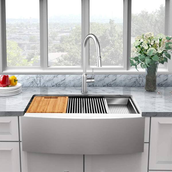 Glacier Bay All In One A Front, Stainless Farmhouse Sink 36