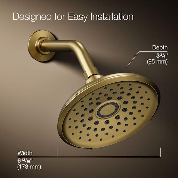 KOHLER Cursiva 3-Spray Patterns 6.75 in. Wall Mount Fixed