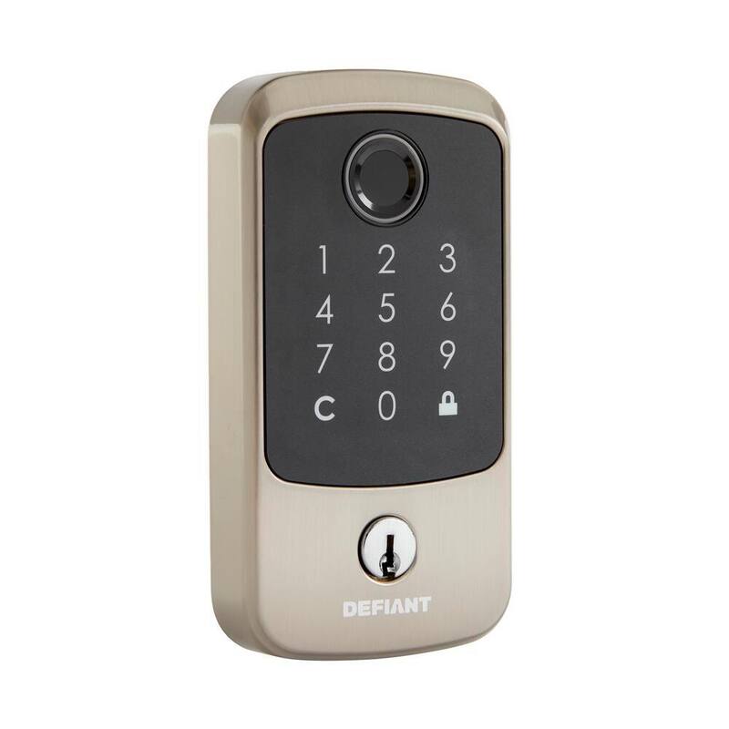 Hubspace Satin Nickel Square Biometric Fingerprint Electronic Touchpad Deadbolt