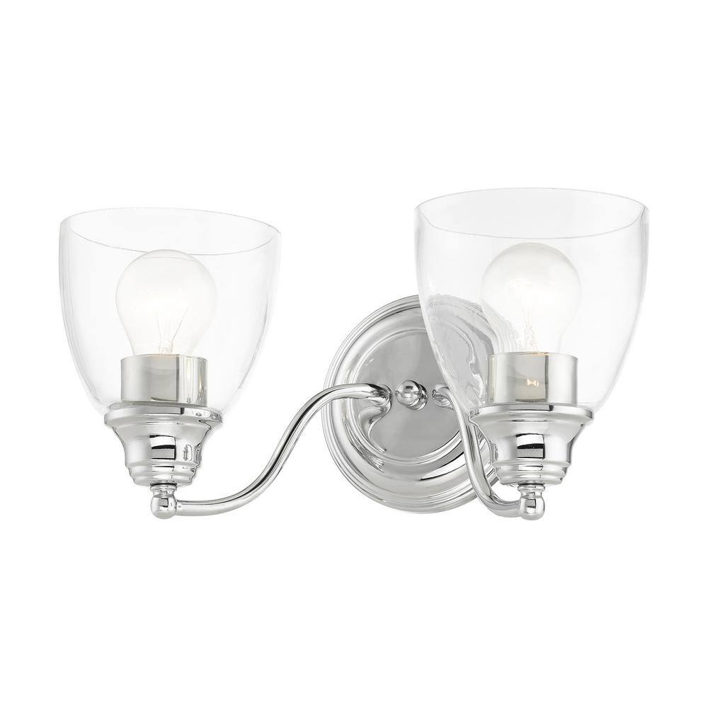 Polished Chrome Dual-Light Vanity Sconce with Hand-Blown Glass
