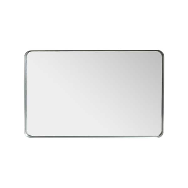 Boosicavelly 40 in. W x 30 in. H Rectangular Metal Framed Wall Mounted Bathroom Vanity Mirror in Silver