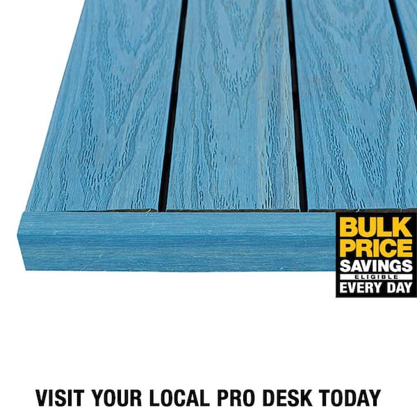 1/12 ft. x 1 ft. Quick Deck Composite Deck Tile Straight Trim in Caribbean Blue (4-Pieces/Box)