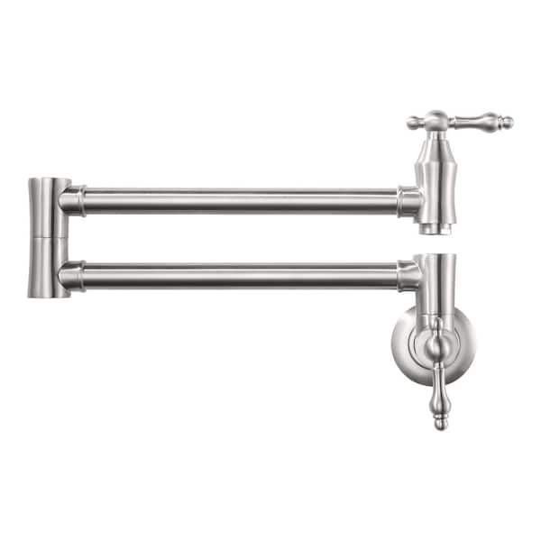 Iviga Brass Wall Mounted Pot Filler With 2 Handles And 2 Aerators In Brushed Nickel Vsk68 The 4914