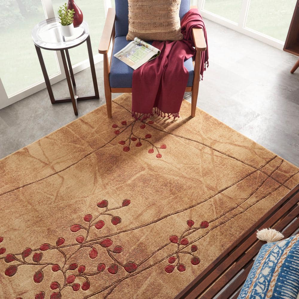 Latte Floral Synthetic 10' x 14' Area Rug