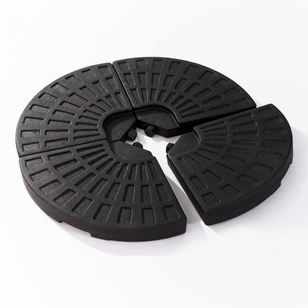 Orelion Heavy-Duty Round Fan-Shaped Outdoor Patio Umbrella Base in Matte Black, 4-Piece HDPE Fillable with Water or Sand price history on PriceWatchPro