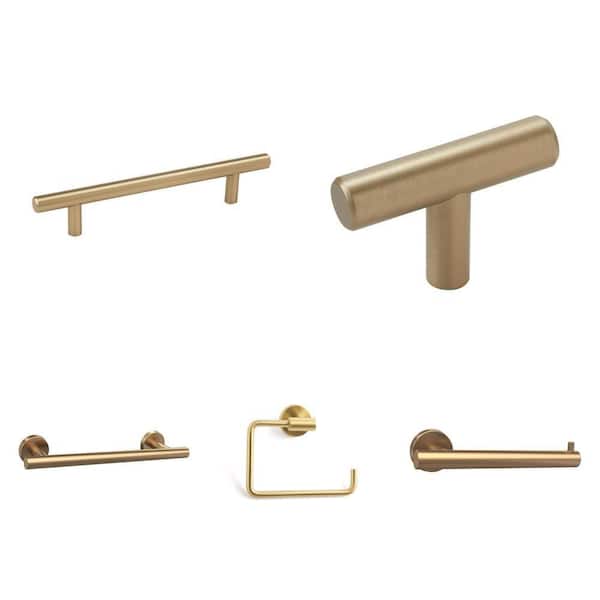 5-1/16 in. Bar Pulls (10-Pack), 1-15/16 in. Knob (10-Pack), 9 in. Towel Bar, Towel Ring and Tissue Holder
