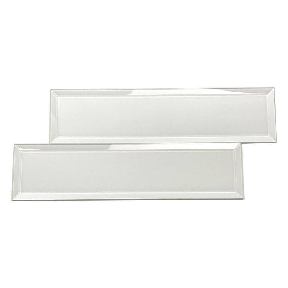 Frosted Elegance White 3 in. x 12 in. Beveled Glossy Glass Peel and Stick Subway Tile (10.5 sq. ft./Case) price history on PriceWatchPro