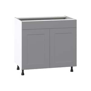 Bristol Painted Slate Gray Shaker Assembled Sink Base Kitchen Cabinet (36 in. W x 34.5 in. H x 24 in. D)