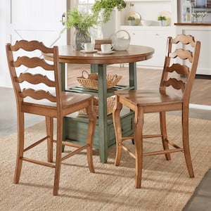 Oak French Ladder Back Wood Counter Height Chair (Set of 2)