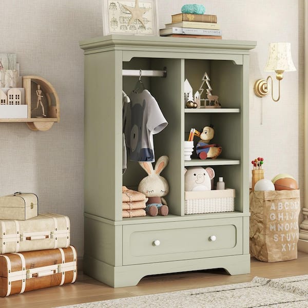 Single Wardrobe Mamas And Papas Savannah Wardrobe URTR Green Wood