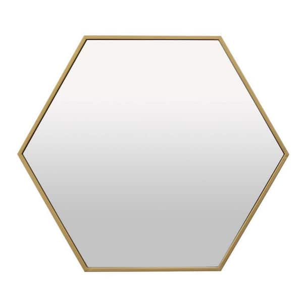 Lima Gold 28 in. x 24 in. Hexagon Shape Metal Frame Decorative Wall Mirror