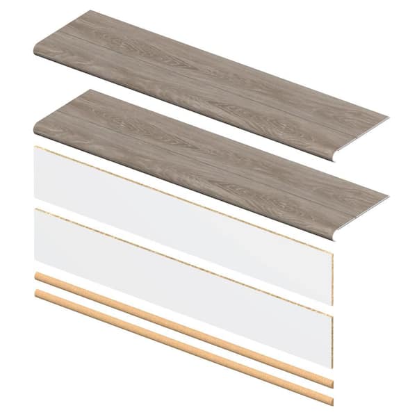 Shellman Village Oak 6.5 mm x 46 in. x 12 in. Exact Match Round Nose Stair Tread + Riser Combo Kit (2-Pack)