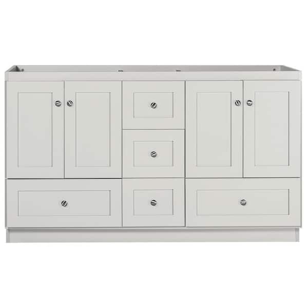 Simplicity by Strasser Shaker 60 in. W x 21 in. D x 34.5 in. H Bath Vanity Cabinet without Top in Dewy Morning