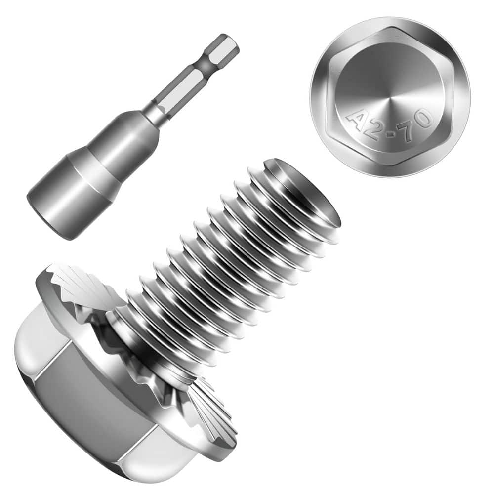 MYWISH M10 x 20 mm Uncoated Flange Bolt with Nuts and Washers (10-Pack) (SF-DP00303)