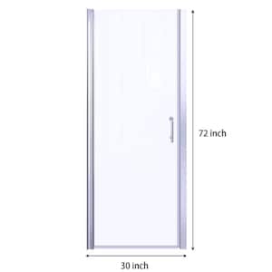 30 in. x 72 in. Solid Core Clear Glass Silver Unfinished Glass Shower Interior Door Slab with Semi-Frameless Pivot