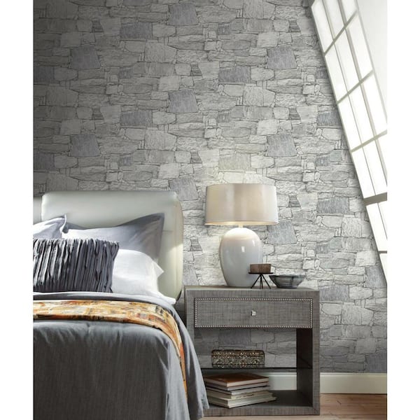 45 sq. ft. Chateau Stone Non-Woven Peel and Stick Wallpaper