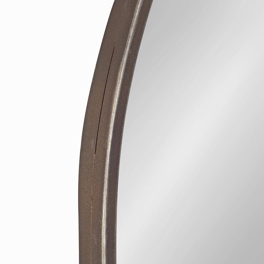 Bronze Oval Industrial Wall Mirror with Gold Accents, 20 x 34
