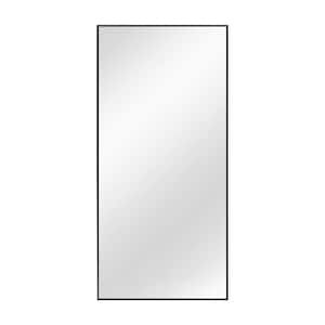 71 in. H x 34 in. W Rectangular Metal Black Wall Mirror