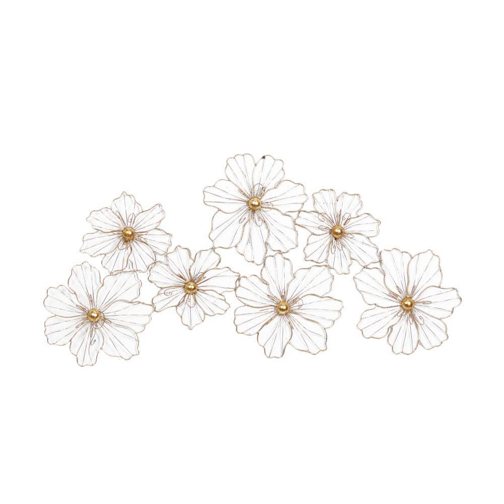 Litton Lane Metal Gold Foiled Wire Floral Wall Decor 58516 The Home Depot