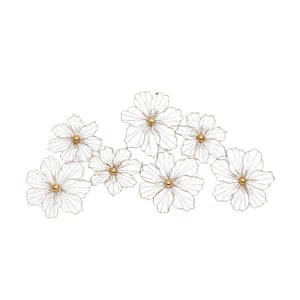 43 in. x  21 in. Metal Gold Foiled Wire Floral Wall Decor