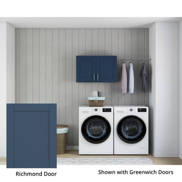 Mills Pride Richmond Valencia Blue Plywood Shaker Stock Ready To Assemble Kitchen Laundry 7300