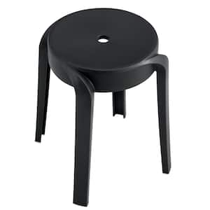 Black Round Stackable Nesting Plastic Outdoor Bar Stool, Flexible Seating Decorative Stools Chairs for Patio (6-Pack)