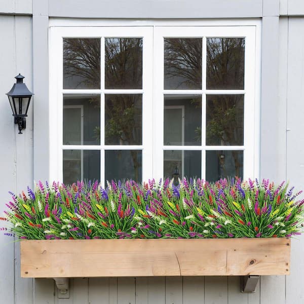24 Bundles UV Resistant Plastic Plants Faux Monkey Grass, 14.2 in