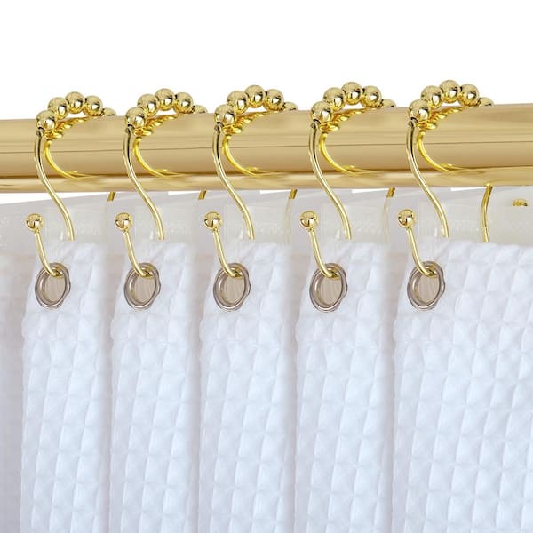 70 in. x 72 in. 3G Clear PEVA Liner and 12-Piece Stainless Steel Shower Curtain Hooks, Gold Finish