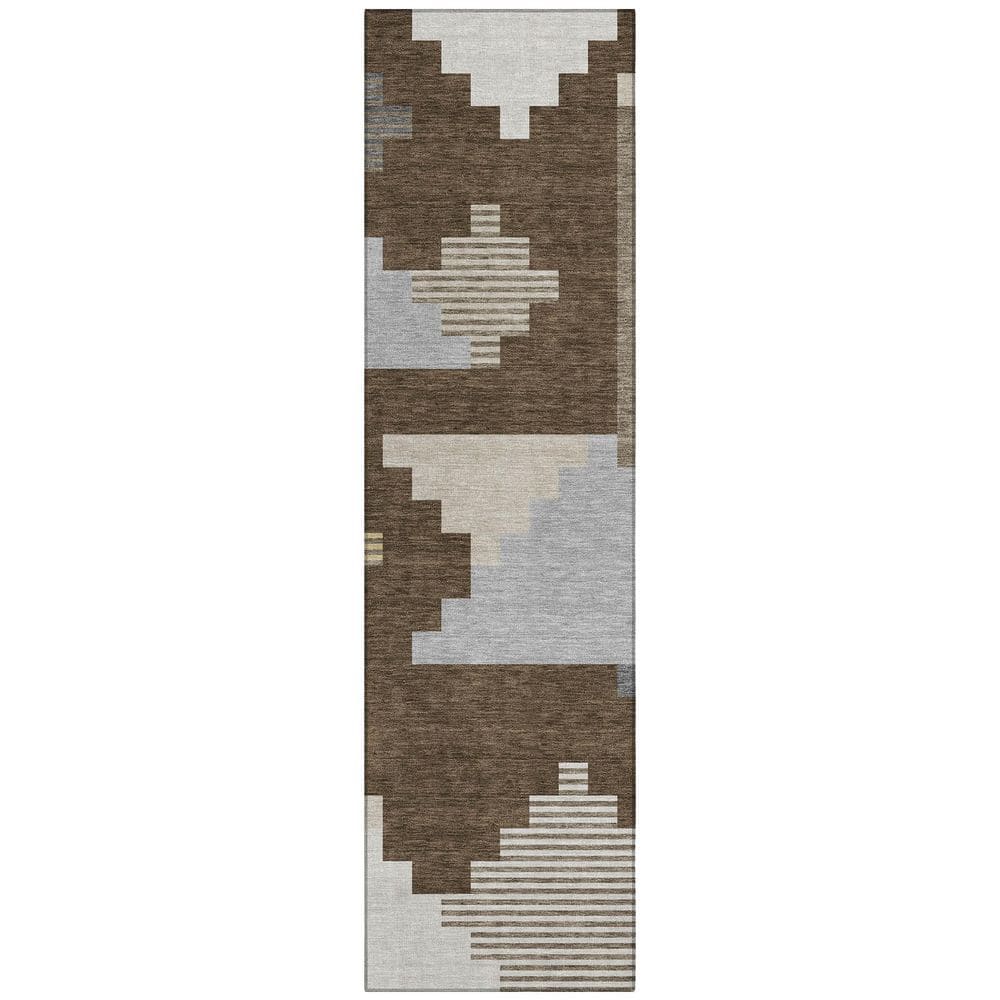 Chantille Machine Washable Indoor/Outdoor Abstract ACN2847 Chocolate 2 ft. x 7 ft. Runner Rug price history on PriceWatchPro