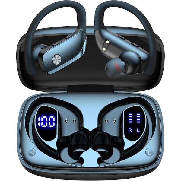 Yichuhaoxi Wireless Earbuds Bluetooth Headphones 48-Hours Play Back Sport Earphones with LED Display Over-Ear Buds Black