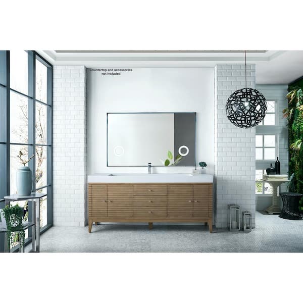 James Martin Vanities Linear 72.50 in. W x 18.8 in. D x 30.3 in .H Single Bath Vanity Cabinet Without Top in Whitewashed Walnut